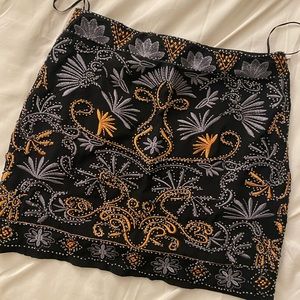 Lulus your year black beaded mini skirt